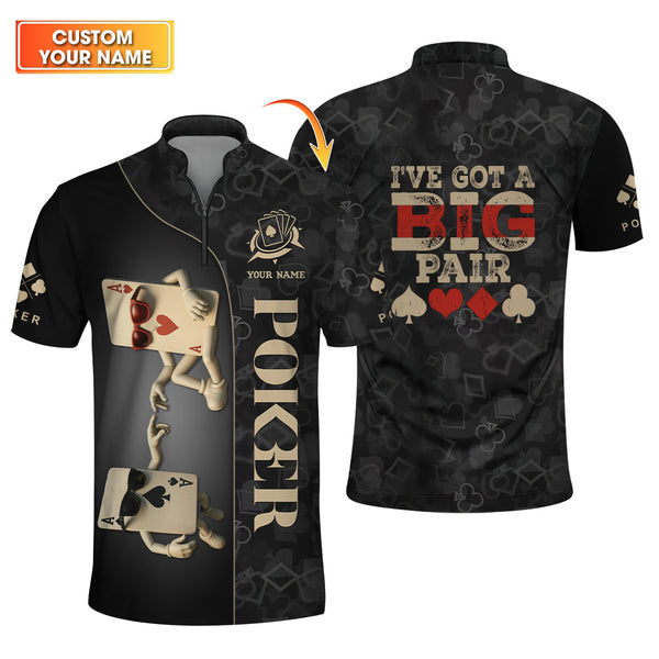 I've Got a Big Pair Custom Name Poker Shirt, Men's Poker Polos, Funny Poker Shirts