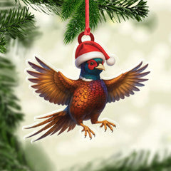 Maxcorners Christmas Pheasant Acrylic Christmas Ornament - Funny Hunting Bird Decor Gift for Hunters & Outdoor Lovers LM0411