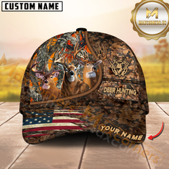 Maxcorners Deer Hunting Camo With American Flag Personalized Hat 3D Printed Multicolor | Brown