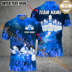 Maxcorners Ball And Pins Fire Bowling Jersey Multicolor Option Customized Name, Team Name 3D Polo Shirt