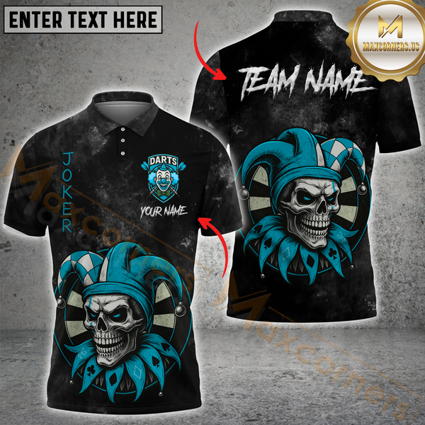 Maxcorners Joker Skull Darts Master Multicolor Personalized Name, Team Name 3D Shirt