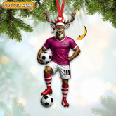 Maxcorners Personalized Soccer Player Deer Hunting Acrylic Christmas Ornament And Keychain Custom Gift For Hunters 2D Flat