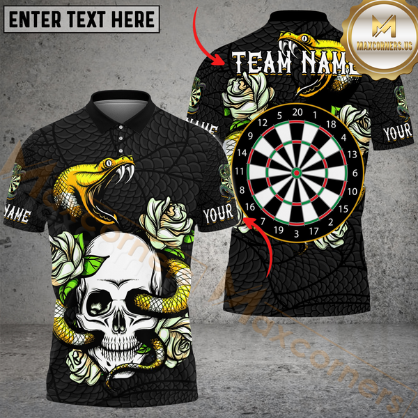 Maxcorners Darts Skull Snake Multicolor Options Personalized Name, Team Name 3D Shirt