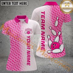 Maxcorners Pink Bowling Jersey Customized Name 3D Shirt