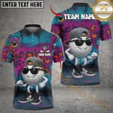 Maxcorners Graffiti Golf Ball Polo Shirt, Custom Name & Team Name 3D Shirts