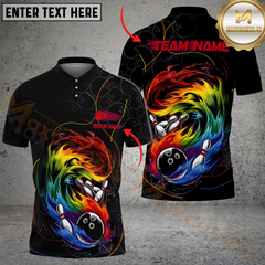 Maxcorners Bowling Curved Paint Multicolor Options Personalized Name, Team Name 3D Shirt