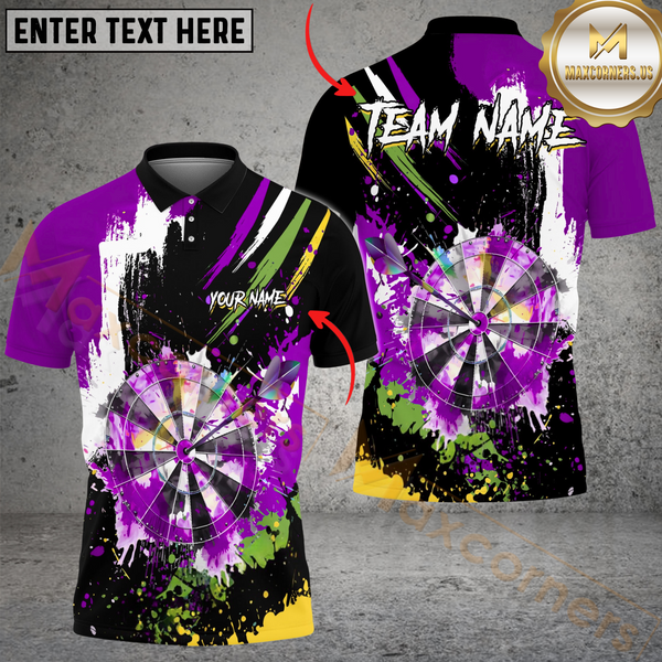 Maxcorners Darts Colorful Paint Style Multicolor Options Personalized Name, Team Name 3D Shirt