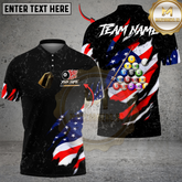 Maxcorners Billiards Ball 8 White And Black Scratch US Flag Personalized Shirt (2 Colors)