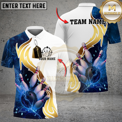 Maxcorners Golden Lightning Bowling Multicolor Customized Name, Team Name 3D Shirts