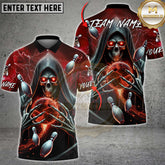 Maxcorners Bowling Shirt Skull Grim Reaper Lightning Multioptions Personalized Name, Team Name Unisex 3D Shirt