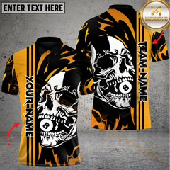 Maxcorners Billiard Flaming Skull 8-Ball Multicolor Customized Name, Team Name 3D Shirts
