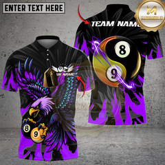 Maxcorners Billiard Ball 8&9 Yinyang Eagle Flame Personalized Name Shirt (4 Colors)