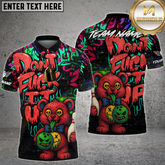 Maxcorners Bowling Bear Shirt Scary Teddy Graffiti Style Multioptions Personalized Name, Team Name Unisex 3D Shirt