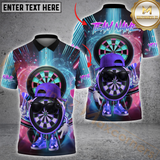 Maxcorners Darts Neon Funny Dartboard Multicolor Customized Name, Team Name 3D Polo Shirt