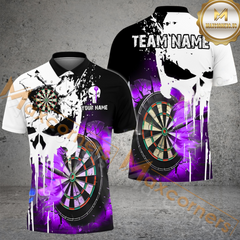 Maxcorners Darts Punished Skull Flame Mutilcolor Option Customized Name, Team Name 3D Shirt