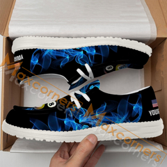 Maxcorners Billiard Blue Heavenly Flame Personalized Name Canvas Loafer Shoes