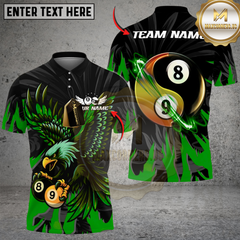 Maxcorners Billiard Ball 8&9 Yinyang Eagle Flame Personalized Name Shirt (4 Colors)