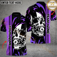 Maxcorners Billiard Flaming Skull 8-Ball Multicolor Customized Name, Team Name 3D Shirts
