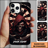 Maxcorners Darts Red Grim Reaper Skull Chain Dartboard Personalized Name Phone Case