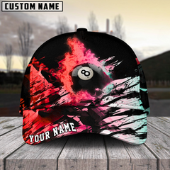 Maxcorners Billiard Ball 8 Dust Flame Personalized Name 3D Cap (4 Colors)