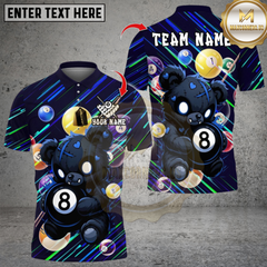 Maxcorners Billiard Scary Teddy Bear With 8 Ball Multicolor Customized Name, Team Name 3D Shirts