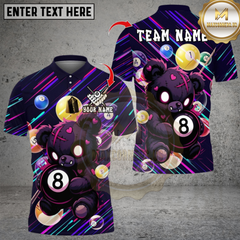 Maxcorners Billiard Scary Teddy Bear With 8 Ball Multicolor Customized Name, Team Name 3D Shirts