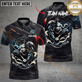 Maxcorners Billiard 8-Ball Pool Angry Shark Multicolor Personalized Name, Team Name 3D Unisex Shirt