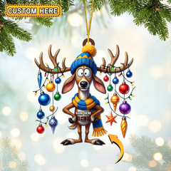 Maxcorners Personalized Deer Moose Bauble Hunting Acrylic Christmas Ornament And Keychain Custom Gift For Hunters 2D Flat