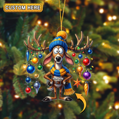 Maxcorners Personalized Deer Moose Bauble Hunting Acrylic Christmas Ornament And Keychain Custom Gift For Hunters 2D Flat