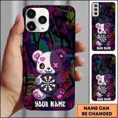 Maxcorners Darts Purple Graffiti Split Bear Dartboard Personalized Name Phone Case