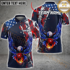 Maxcorners Patriotic Eagle Bowling Jersey Personalized Name 3D Unisex Shirt
