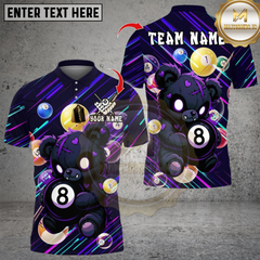 Maxcorners Billiard Scary Teddy Bear With 8 Ball Multicolor Customized Name, Team Name 3D Shirts
