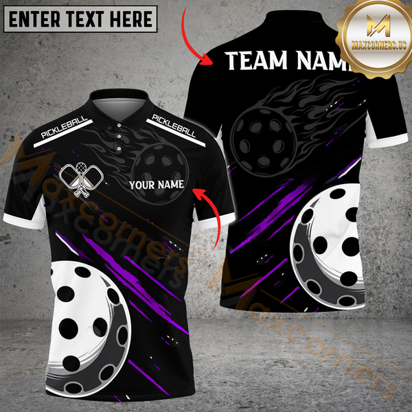 Maxcorners Pickleball Fire Line Multicolor Customized Name, Team Name 3D Shirts