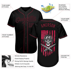 Maxcorners Custom 3D Pattern Design Skull Uncle Sam American Flag Premium Baseball Jersey LM0210
