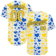 Maxcorners Custom 3D Pattern Design Hearts Painted In The Colors Of The Ukrainian Flag Premium Baseball Jerseys LM0210