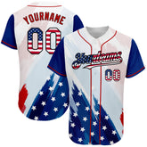 Maxcorners Custom Royal White-Red 3D American Flag Fashion Premium Baseball Jersey LM0210