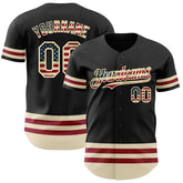 Maxcorners Custom Navy Vintage USA Flag Cream-Maroon Line Premium Baseball Jersey LM0210