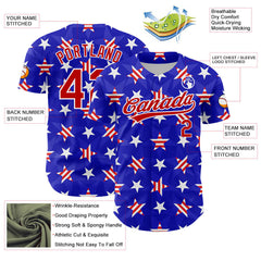 Maxcorners Custom Royal Red-White American Flag Patriotic Premium Baseball Jersey LM0210