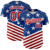 Maxcorners Custom Black Royal-Red 3D American Flag Patriotic Premium Baseball Jersey LM0210