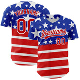 Maxcorners Custom White Red-Royal 3D American Flag Patriotic Premium Baseball Jerseys LM0210