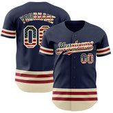 Maxcorners Custom Olive Vintage USA Flag Red-Cream Line Premium Salute To Service Baseball Jersey LM0210