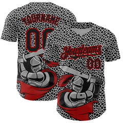 Maxcorners Custom Black Red-White 3D Pattern Design Knight Hero Art Authentic Baseball Jerseys
LM0609