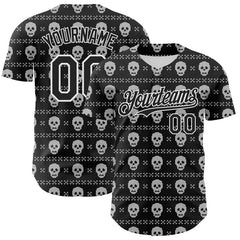 Maxcorners Custom Black White 3D Gothic Skull Authentic Baseball Jersey
LM0609