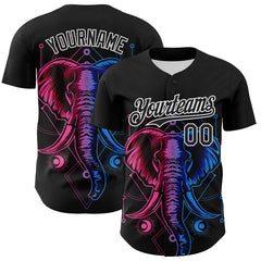 Maxcorners Custom Black White 3D Pattern Design Rave Psychedelic Elephant Authentic Baseball Jersey
LM0609
