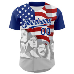 Maxcorners Custom Gray Red-White 3D Patriotic American Flag And Statue of Liberty Premium Baseball Jersey LM0210