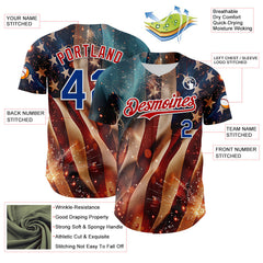 Maxcorners Custom Black USA Flag-White 3D Patriotic American Flag Premium Baseball Jersey LM0210