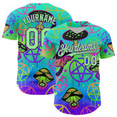 Maxcorners Custom Blue Pea Green-Purple 3D Pattern Design Trippy Magic Mushrooms Pentacle Premium Baseball Jersey LM0210