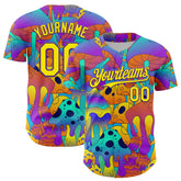 Maxcorners Custom Purple Light Yellow 3D Pattern Design Trippy Magic Mushrooms Trance Premium Baseball Jersey LM0210