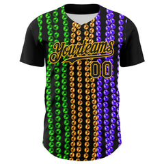 Maxcorners Custom Black Gold 3D Pattern Design Mardi Gras Shrove Tuesday Premium Baseball LM0210