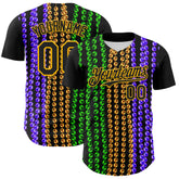 Maxcorners Custom Black Gold 3D Pattern Design Mardi Gras Shrove Tuesday Premium Baseball LM0210